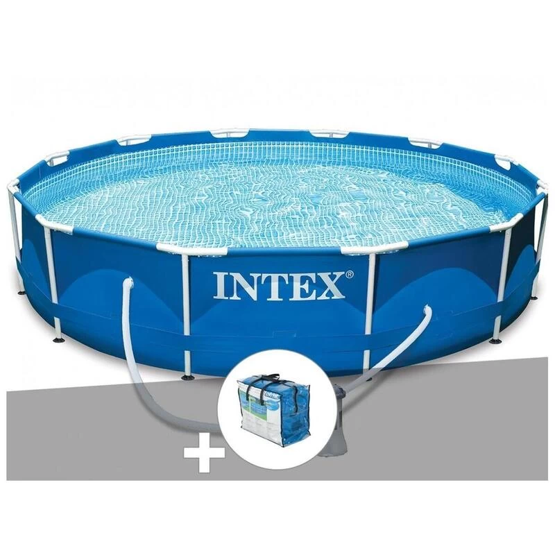 Intex Kit Piscine Tubulaire Metal Frame Ronde 3,66 X 0,76 M + Bâche à Bulles – Image 2