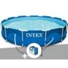 Intex Kit Piscine Tubulaire Metal Frame Ronde 3,66 X 0,76 M + Bâche à Bulles