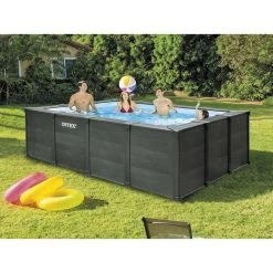 Intex Piscine Tubulaire Graphite Rectangulaire 4,00 X 3,00 X 1,24 M