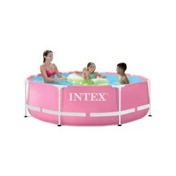 Intex Piscine Tubulaire Metal Frame Pink Ronde 2,44 X 0,76 M (avec Filtration)
